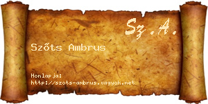 Szőts Ambrus névjegykártya